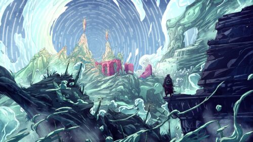 Surreal Fantasy Landscape with Lone Wanderer 4K PC Wallpaper