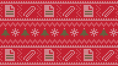 Festive Red Christmas Knitted Ugly Sweater Pattern Desktop Wallpaper