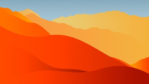Minimalist Orange Sunset Mountain Landscape 4K Desktop Wallpaper