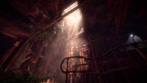 Abandoned Industrial Ruin with Sunlight Beams 4K PC Wallpaper
