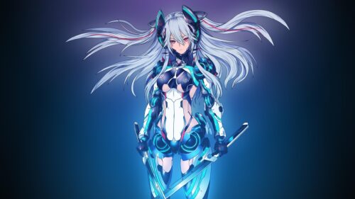 Futuristic Anime Cybernetic Girl with Swords 4K Wallpaper