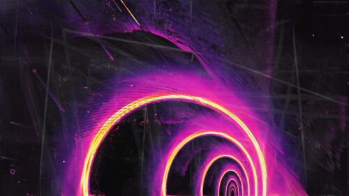 Abstract Neon Portal Tunnel with Vibrant Pink and Yellow Glow PC Wallpaper