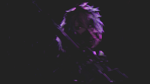 Glitch Anime Girl with Gas Mask Dark Aesthetic PC Wallpaper