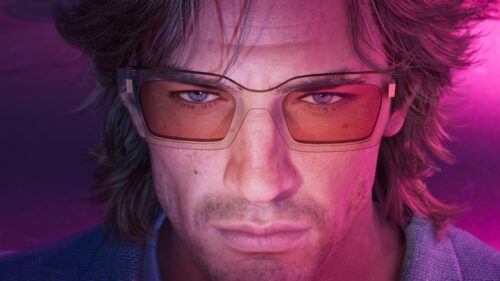 Cyberpunk Man with Stylish Glasses Neon Portrait 4K Wallpaper