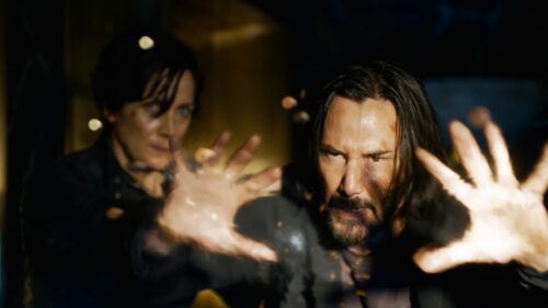 Keanu Reeves and Carrie Anne Moss in The Matrix Resurrections 4K PC Wallpaper