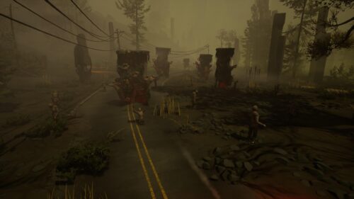 Eerie Post Apocalyptic Horror Forest Road Desktop Wallpaper