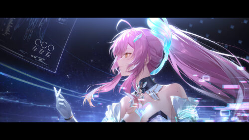 Stunning Anime Girl with Pink Hair Cyberpunk Aesthetic Desktop Wallpaper