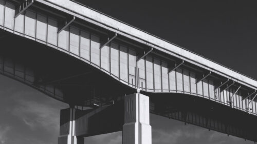 Minimalist Black and White Industrial Bridge Architecture PC Wallpaper
