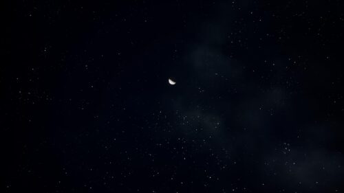 Minimalist Crescent Moon in Deep Starry Night Sky 4K Wallpaper