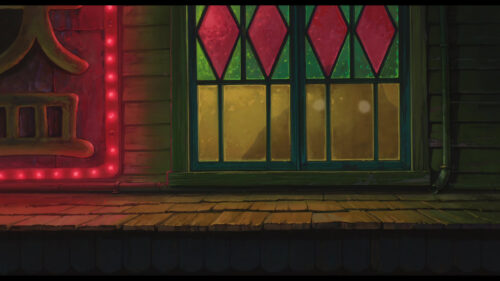 Spirited Away Bathhouse Stained Glass Window Aesthetic 4K Wallpaper