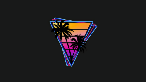 Retro Synthwave Aesthetic with Palm Trees and Neon Triangles 4K Wallpaper