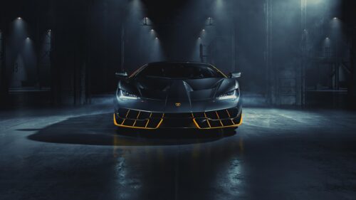 Lamborghini Centenario in Dark Industrial Warehouse PC Wallpaper