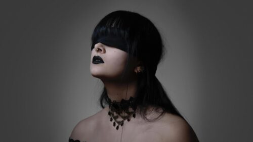 Gothic Girl with Black Blindfold Artistic Portrait 4K Desktop Wallpaper