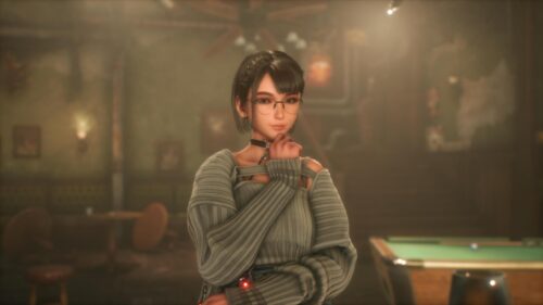 Beautiful Anime Girl with Glasses in Cozy Cafe Setting 4K Wallpaper