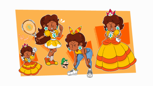 Princess Daisy Character Sheet Nintendo Art 4K Desktop Wallpaper