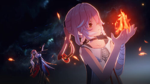 March 7th Honkai Star Rail Fire Magic Anime Desktop Wallpaper
