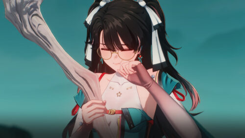 Beautiful Anime Girl with Glasses and Traditional Outfit 4K Desktop Wallpaper