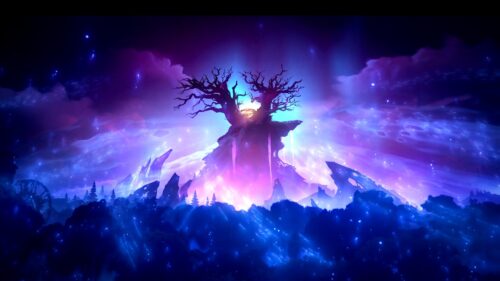 Enchanted Ethereal Forest with Glowing Mystical Tree Desktop Wallpaper