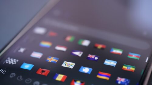 Digital Emoji Flag Selection Keyboard Macro View 4K Desktop Wallpaper