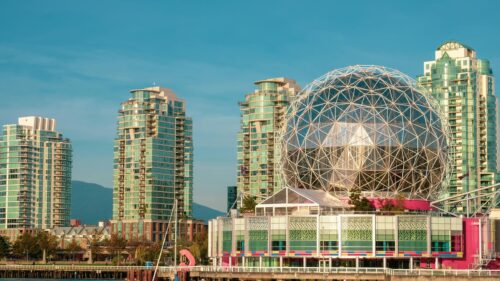 Science World at False Creek Vancouver Sunset 4K Desktop Wallpaper