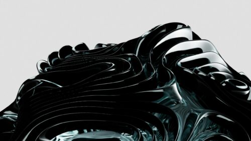 Abstract Black Glossy Fluid Liquid Waves 4K Wallpaper