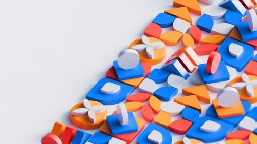Abstract Geometric 3D Shapes Colorful Composition 4K Desktop Wallpaper