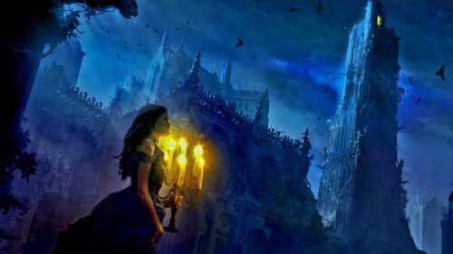 Enchanting Beauty and the Beast Rose in Stained Glass Light 4K PC Wallpaper