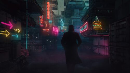 Stunning Blade Runner Cyberpunk Neon Cityscape High Resolution 4K Desktop Wallpaper