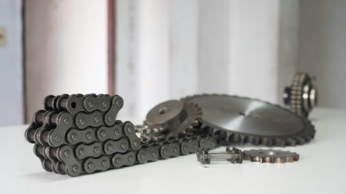 Industrial Mechanical Steel Chain and Sprockets 4K Desktop Wallpaper