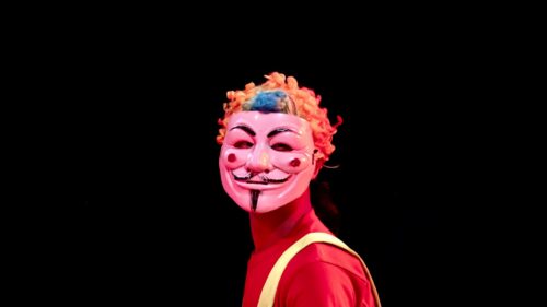 Anonymous Guy Fawkes Mask with Colorful Hair 4K Desktop Wallpaper