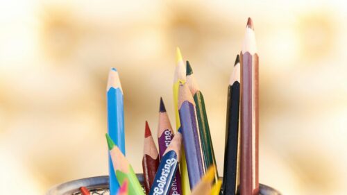 Close-Up Artistic View of Colorful Vibrant Coloring Pencils Desktop Wallpaper