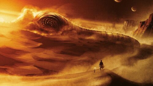Epic Arrakis Desert Landscape with Giant Sand Dunes High Resolution 4K Desktop Wallpaper