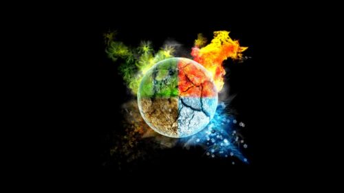 Stunning Elemental Magic Forces Earth Fire Water Air 4K Desktop Wallpaper