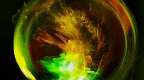 Abstract Glowing Golden Neon Light Trails 4K Desktop Wallpaper