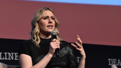 Cinematic Portrait of Greta Gerwig Professional Director Desktop Wallpaper