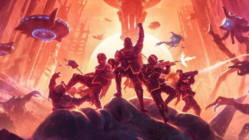 Helldivers 2 Cinematic Battle Scene 4K Gaming Wallpaper for Desktop PC