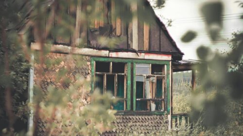 Abandoned Rustic Wooden House in the Forest 4K Desktop Wallpaper