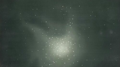 Minimalist Star Cluster Glow Dark Green Aesthetic Desktop Wallpaper