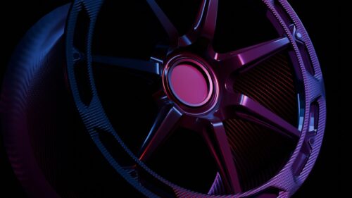 Stunning Carbon Fiber Sports Car Rim in Neon Lighting 4K Wallpaper