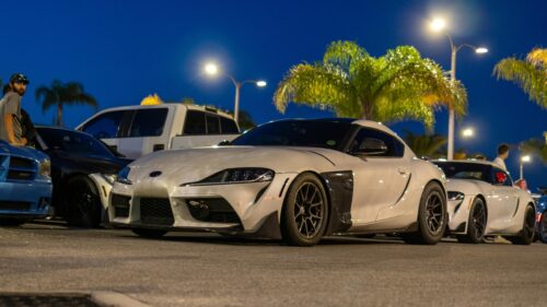 Modified Toyota Supra A90 Sports Car Night Meet Desktop Wallpaper