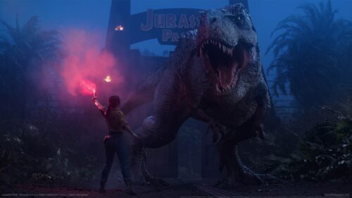 Epic Jurassic Park T-Rex Cinematic Landscape 4K Desktop Wallpaper