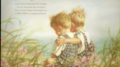Heartwarming Illustration of a Little Brother Walking Hand in Hand with Big Sister 4K Desktop Wallpaper