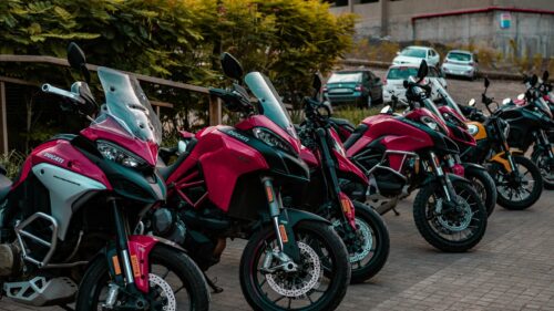 Stunning Row of Ducati Multistrada Adventure Motorcycles 4K Wallpaper