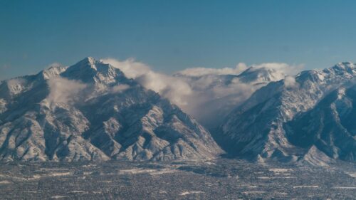 Majestic Snowy Peaks Over Salt Lake Valley 4K Desktop Wallpaper