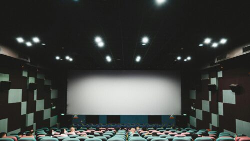 Cinematic Movie Theater Empty Screen 4K Desktop Wallpaper