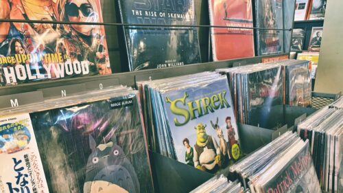 Vinyl Record Store Movie Soundtracks Display 4K Desktop Wallpaper