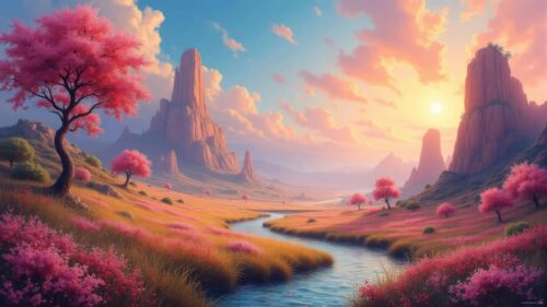 Breathtaking Desert Oasis with Crystal Clear Water and Lush Palm Trees 4K Desktop Wallpaper