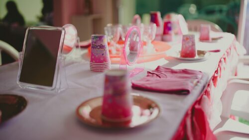 Pink Princess Birthday Party Table Decoration 4K Desktop Wallpaper