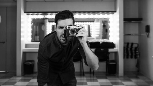 Photographer Taking a Selfie in Dressing Room Mirror 4K Desktop Wallpaper