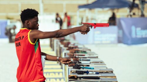 Professional Modern Pentathlon Laser Pistol Shooting 4K Wallpaper
